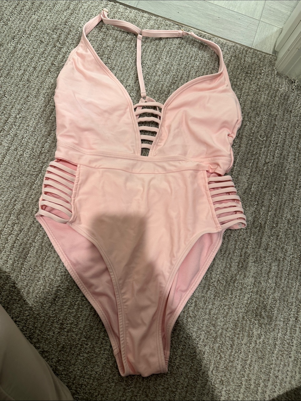 Hot Kiss Pink Strappy One-Piece Swimsuit